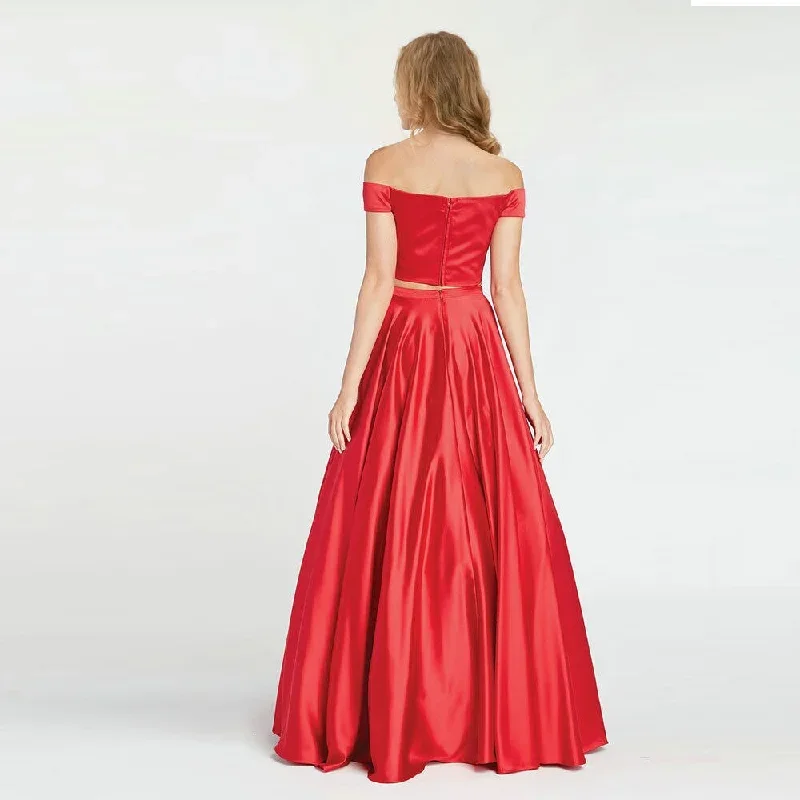 FashionSierra - CloverBridal In Stock Size Satin Two Pieces Prom Dresses