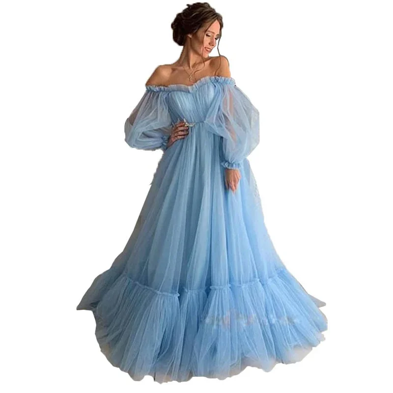 2022-prom-dresses-long-sleeve-off-the-shoulder-gauze-princess-vestido-ball-gown-formal-evening-party-robe