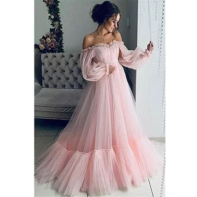 2022-prom-dresses-long-sleeve-off-the-shoulder-gauze-princess-vestido-ball-gown-formal-evening-party-robe