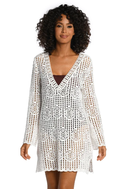 Waverly Covers Crochet V-Neck Dress Cover Up - Ivory