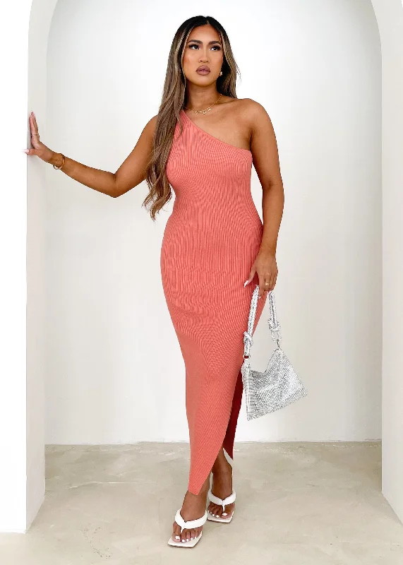 Drama Knit Midi Dress - Coral