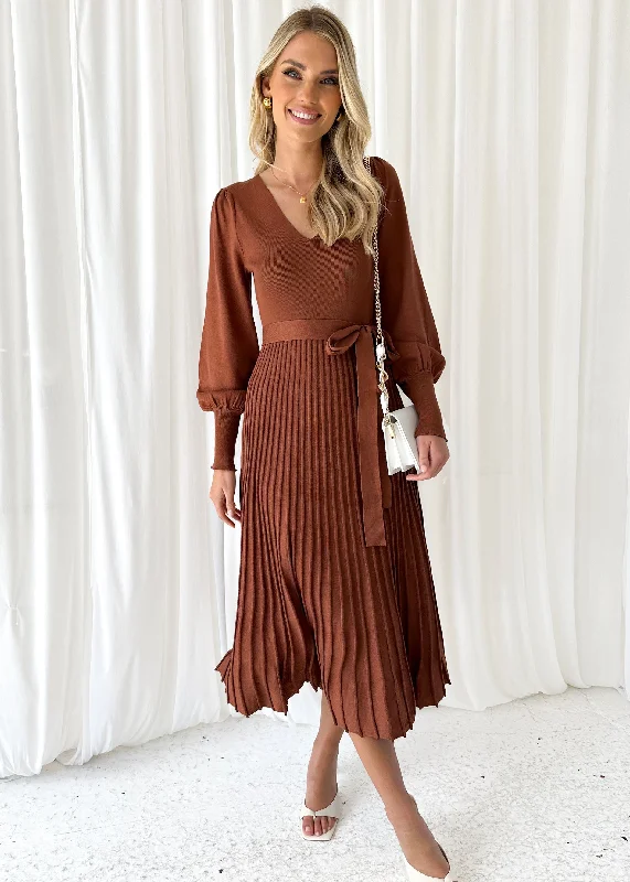 Lorrisa Knit Midi Dress - Chocolate