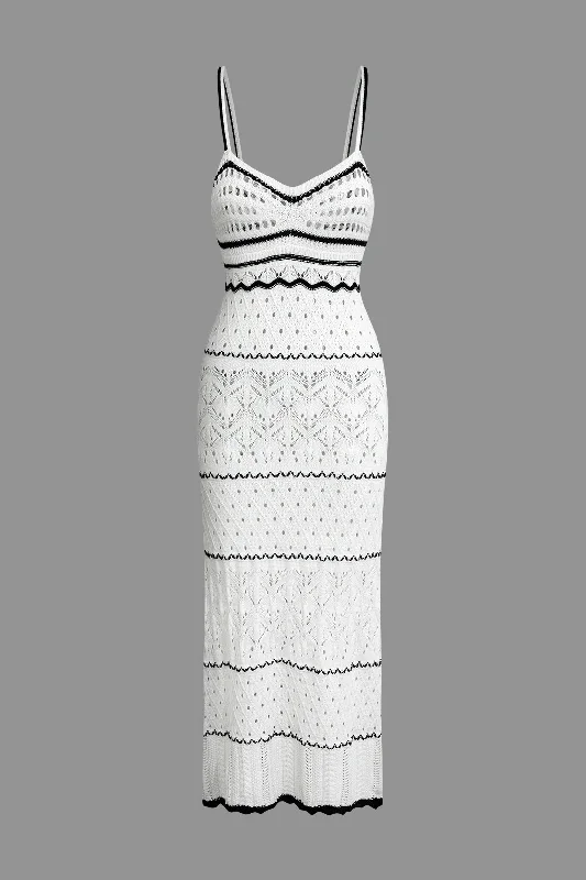 Contrast Spaghetti Strap Knit Dress