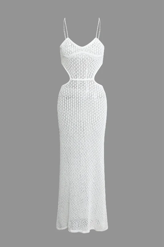 Crochet Backless Spaghetti Strap Knit Dress