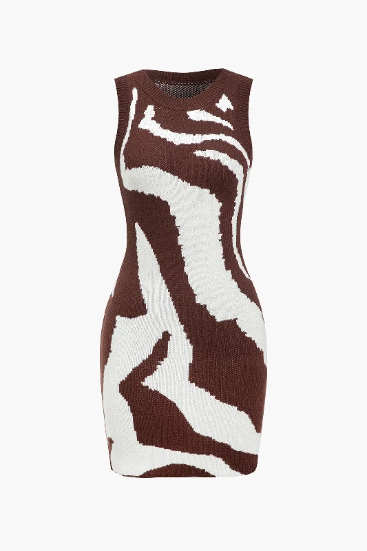 Zebra Print Tank Knit Mini Dress