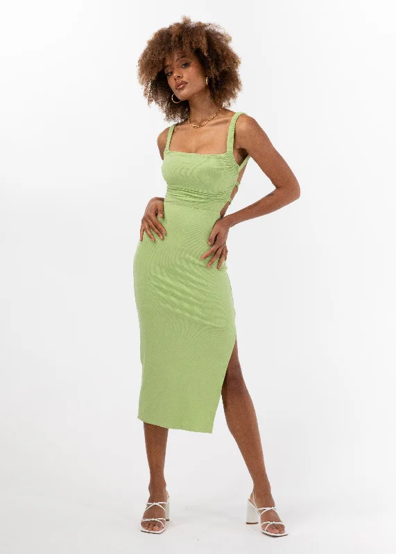 Zack Knit Midi Dress - Matcha