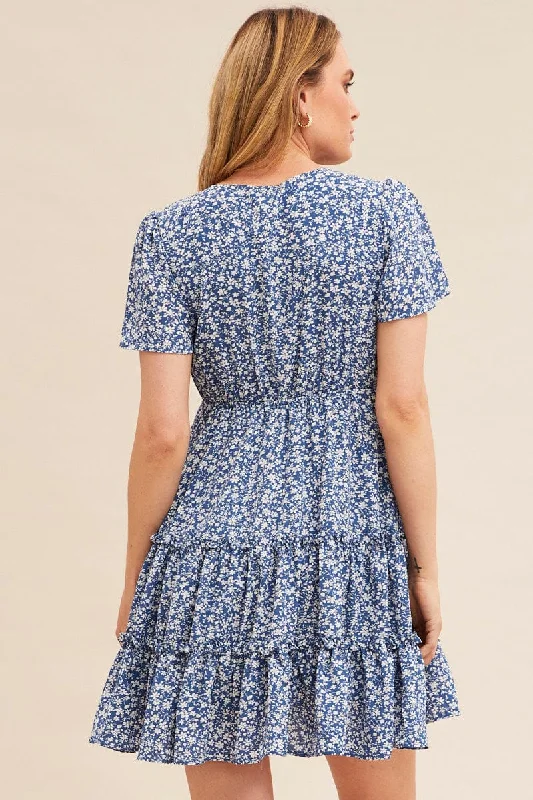 Print Short Sleeve Mini Skater Dress