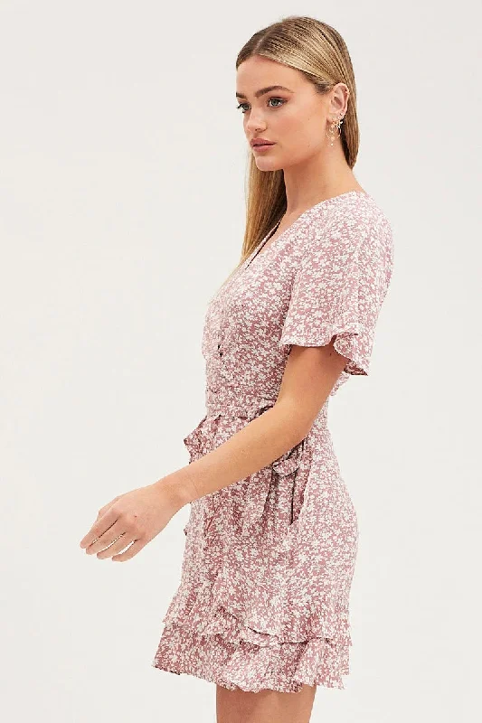 Print Skater Dress Short Sleeve Mini