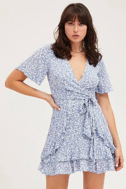 Print Skater Dress Short Sleeve Mini