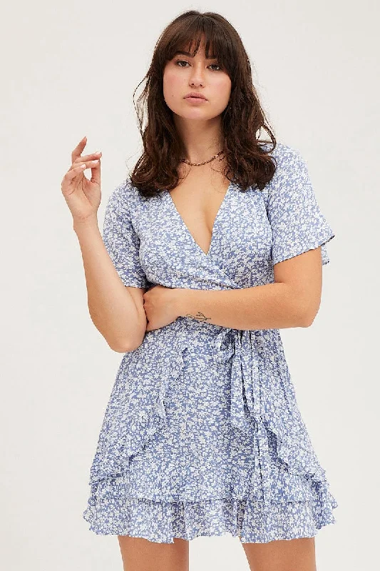 Print Skater Dress Short Sleeve Mini