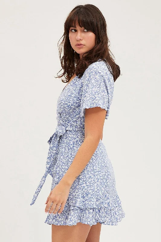 Print Skater Dress Short Sleeve Mini