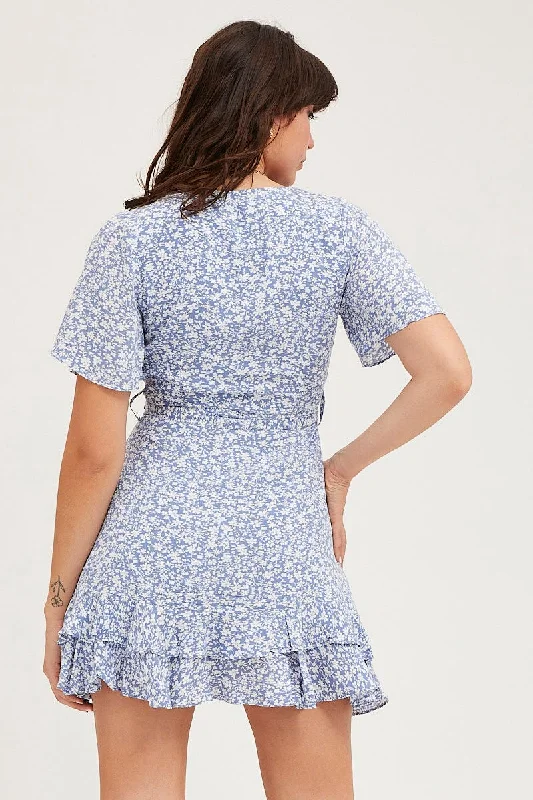 Print Skater Dress Short Sleeve Mini