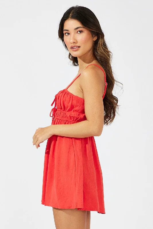 Red Fit And Flare Dress Sleeveless Mini