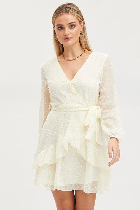 White Skater Dress Long Sleeve Mini