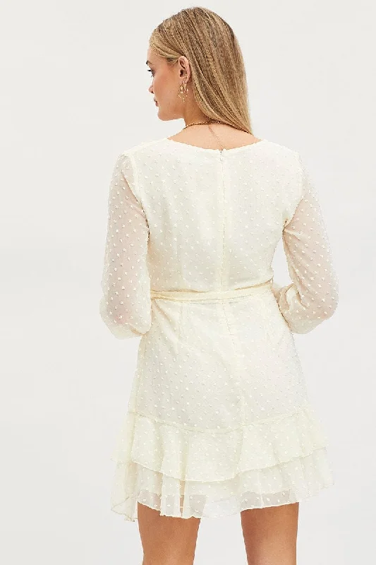 White Skater Dress Long Sleeve Mini