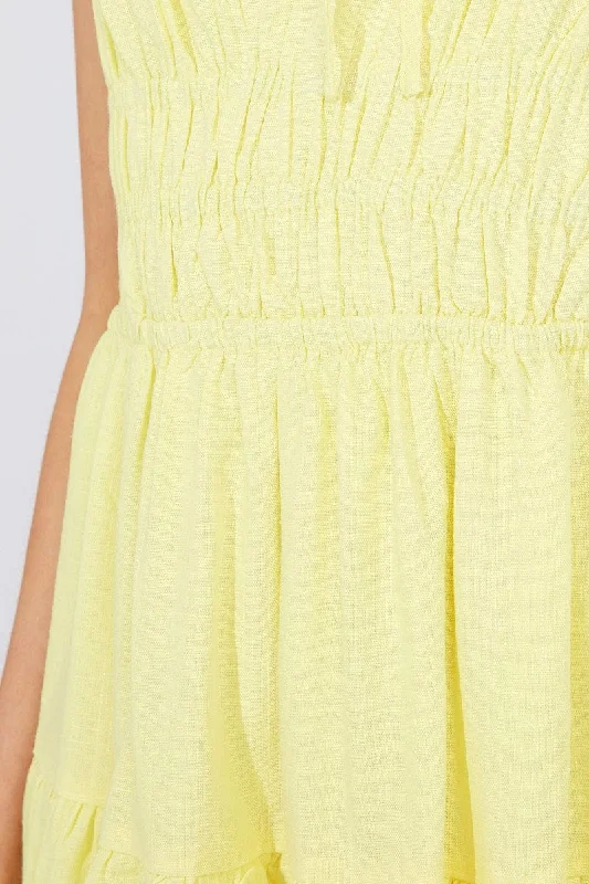 Yellow Fit And Flare Dress Sleeveless Mini