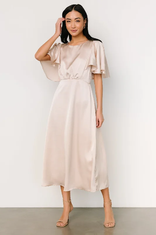 Cinta Satin Midi Dress | Champagne