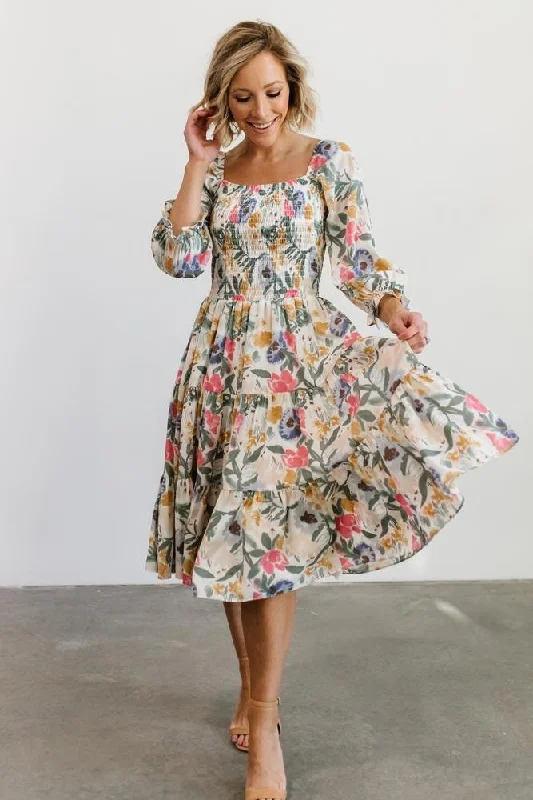 Marta Smocked Midi Dress | Multi Floral