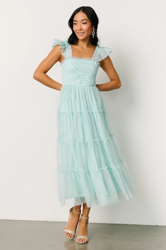 Mindi Tulle Midi Dress | Sea Blue