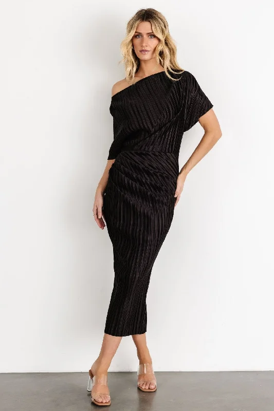 Winslow Pleated Midi Dress | Black