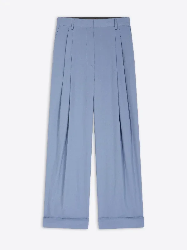 Pleated cotton pants