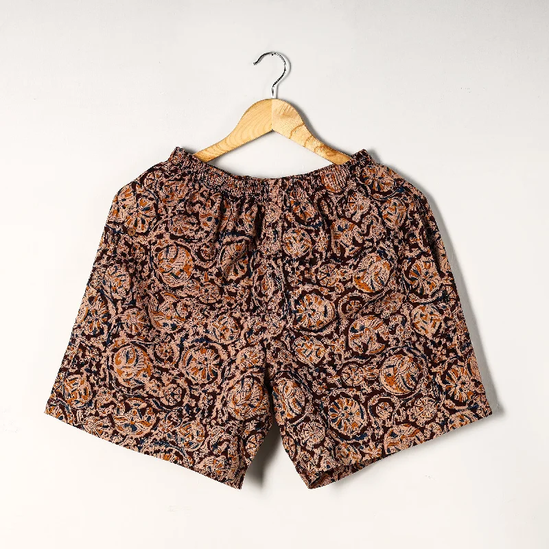 Maroon - Kalamkari Block Printed Cotton Unisex Boxer/Shorts