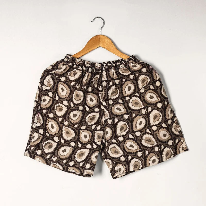 Brown - Bagru Block Printed Cotton Unisex Boxer/Shorts