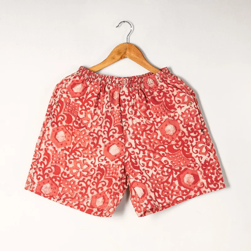 Orange - Bagru Block Printed Cotton Unisex Boxer/Shorts