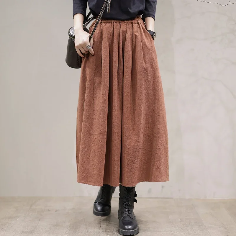 Autumn Casual Solid Cotton Loose Skirt