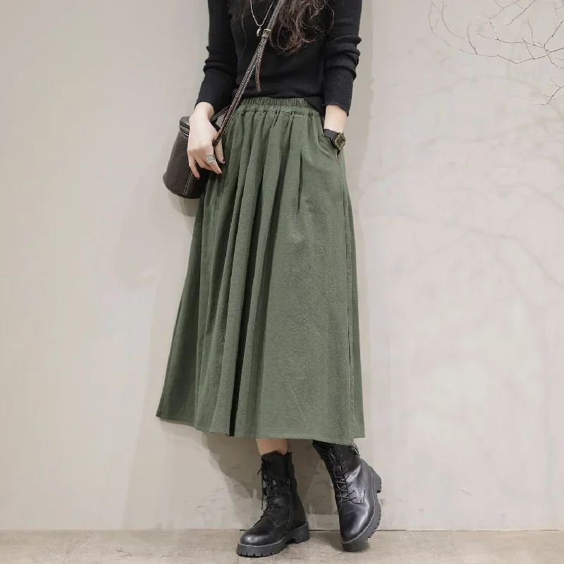 autumn-casual-solid-cotton-loose-skirt