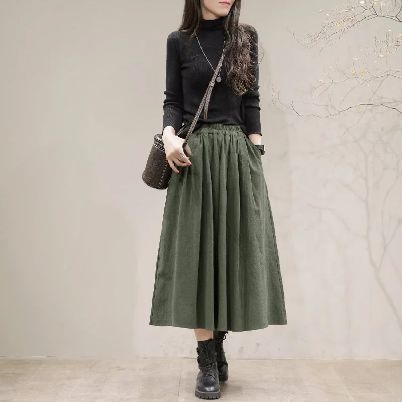 autumn-casual-solid-cotton-loose-skirt