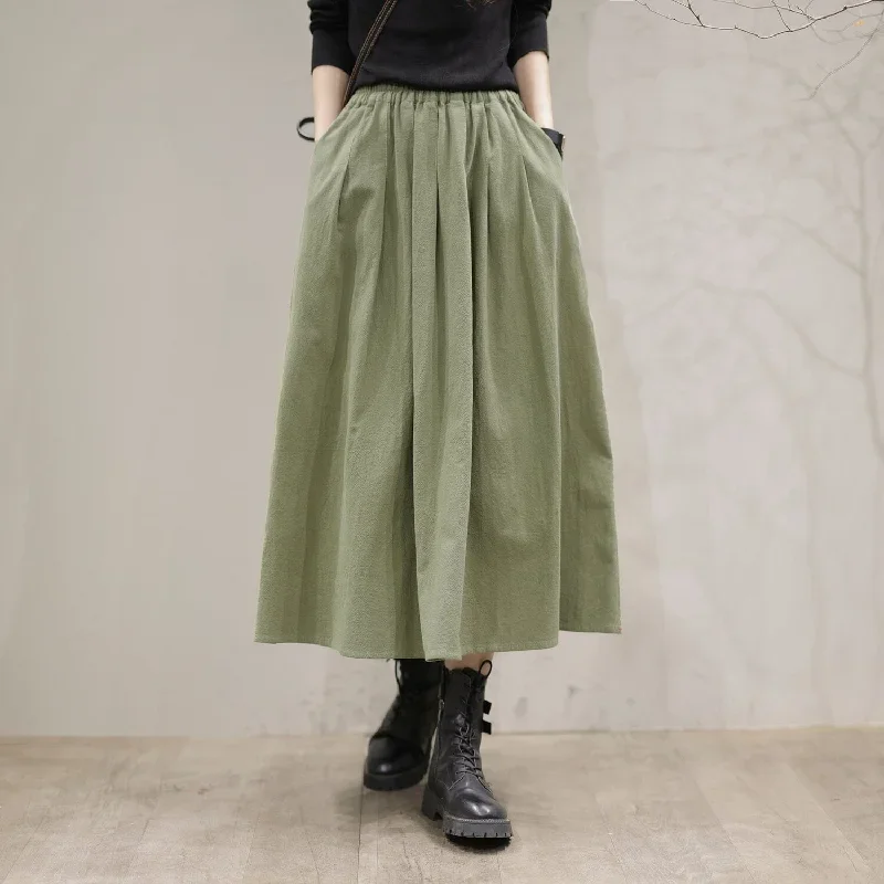 autumn-casual-solid-cotton-loose-skirt