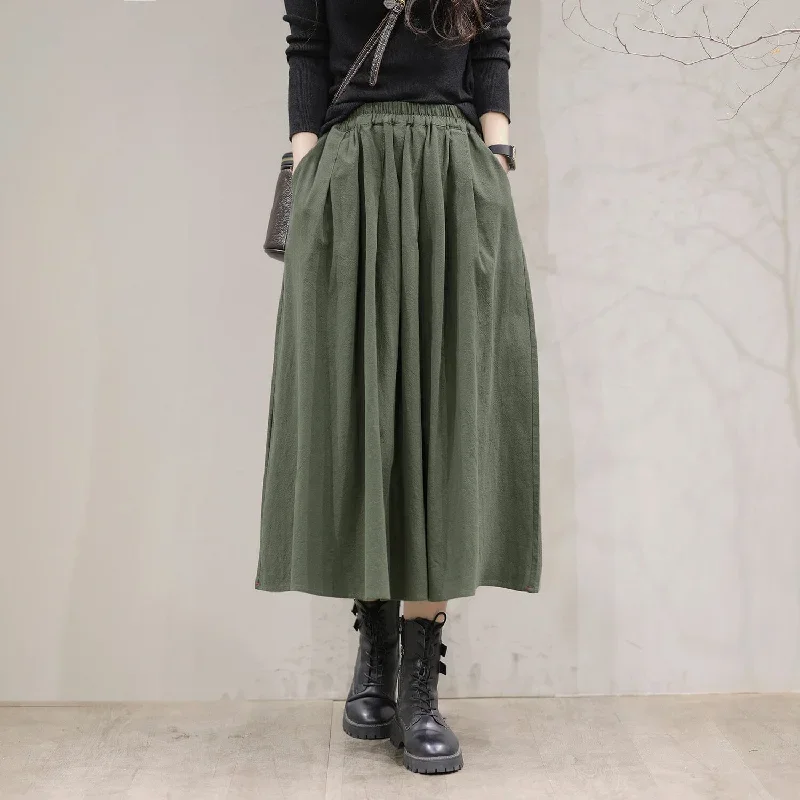 autumn-casual-solid-cotton-loose-skirt