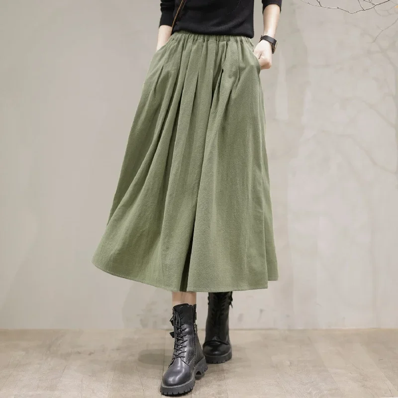 autumn-casual-solid-cotton-loose-skirt