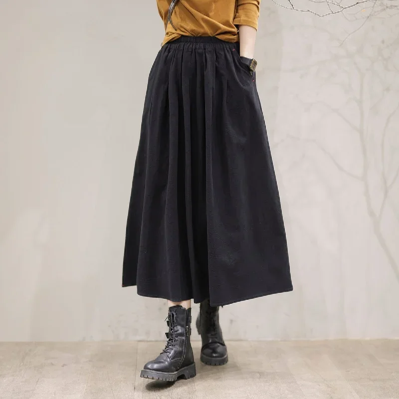 autumn-casual-solid-cotton-loose-skirt