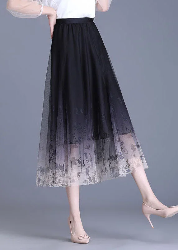 beautiful-black-gradient-wrinkled-print-high-waist-tulle-skirts-summer