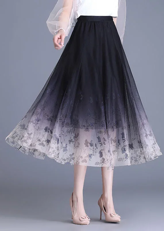 beautiful-black-gradient-wrinkled-print-high-waist-tulle-skirts-summer