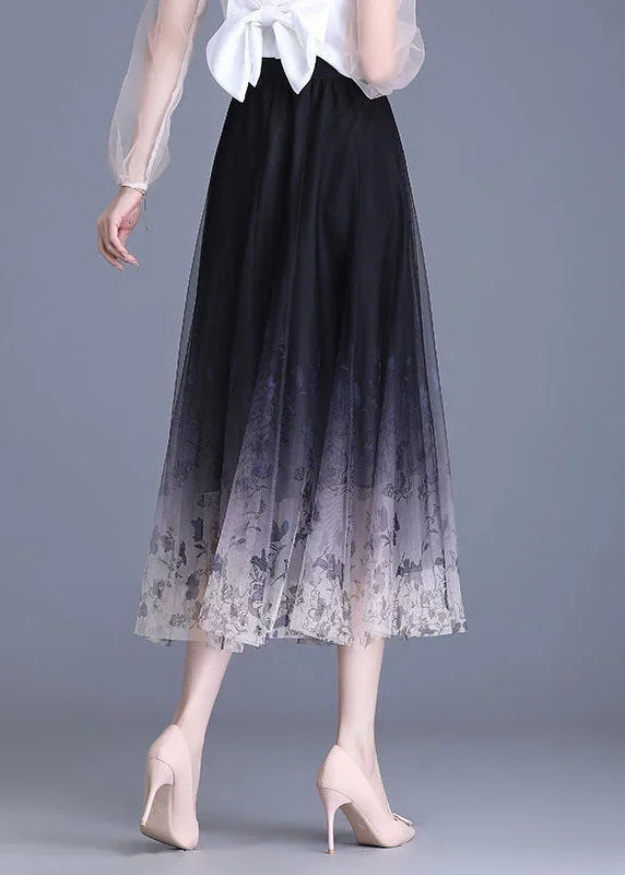 beautiful-black-gradient-wrinkled-print-high-waist-tulle-skirts-summer