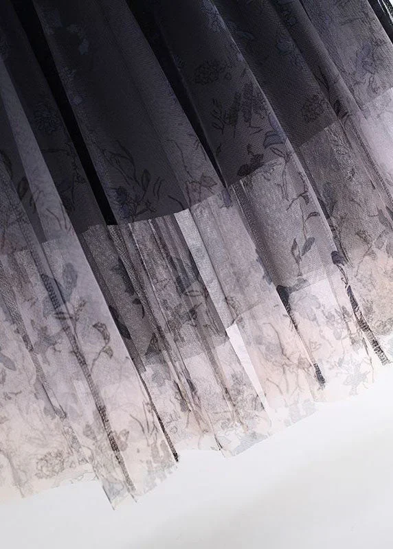 beautiful-black-gradient-wrinkled-print-high-waist-tulle-skirts-summer