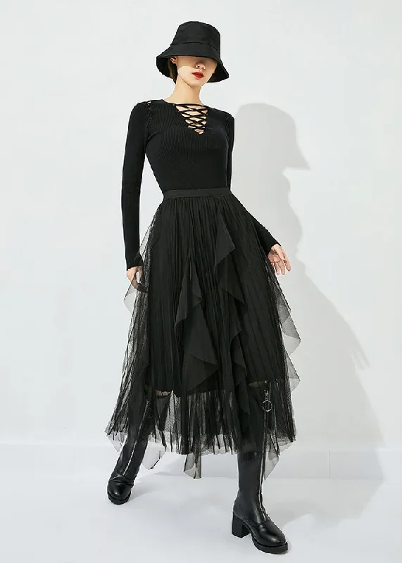 black-tulle-holiday-a-line-skirts-high-waist-oversized-summer