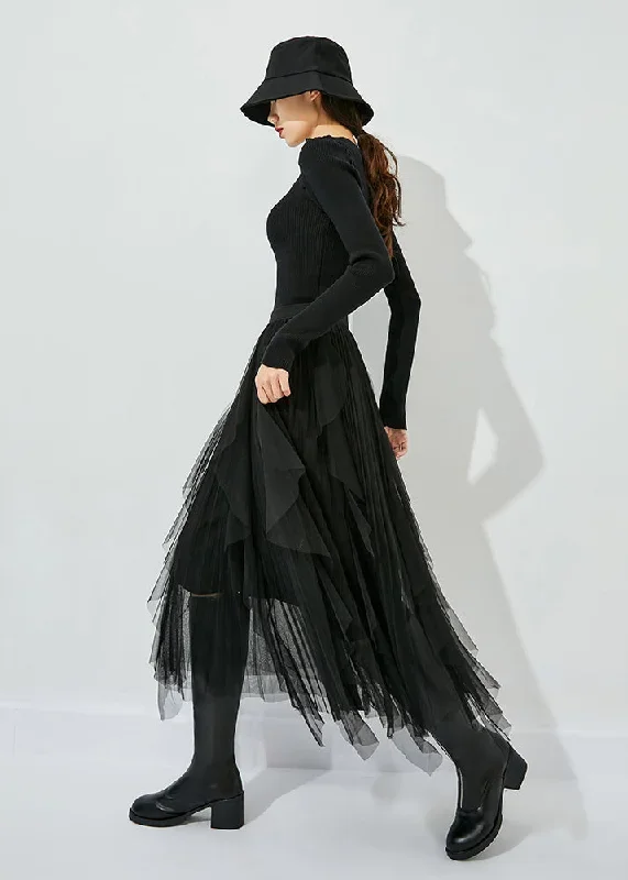 black-tulle-holiday-a-line-skirts-high-waist-oversized-summer