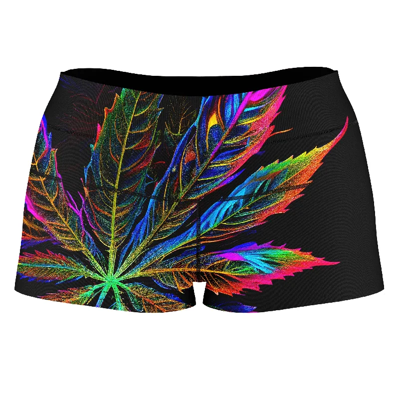 Blacklight Weed High-Waisted Women's Shorts