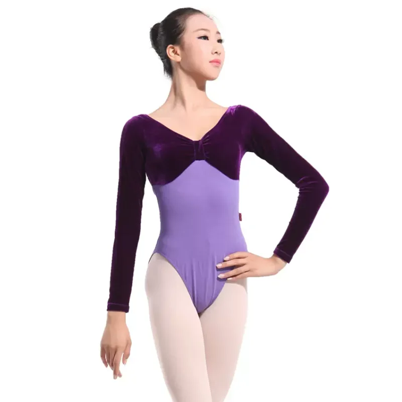 BW Women's V-neck  Long Sleeve Halter Leotard