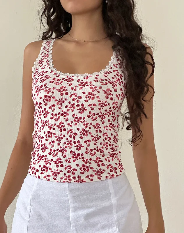 Carillo Top in Summer Strawberry Off White