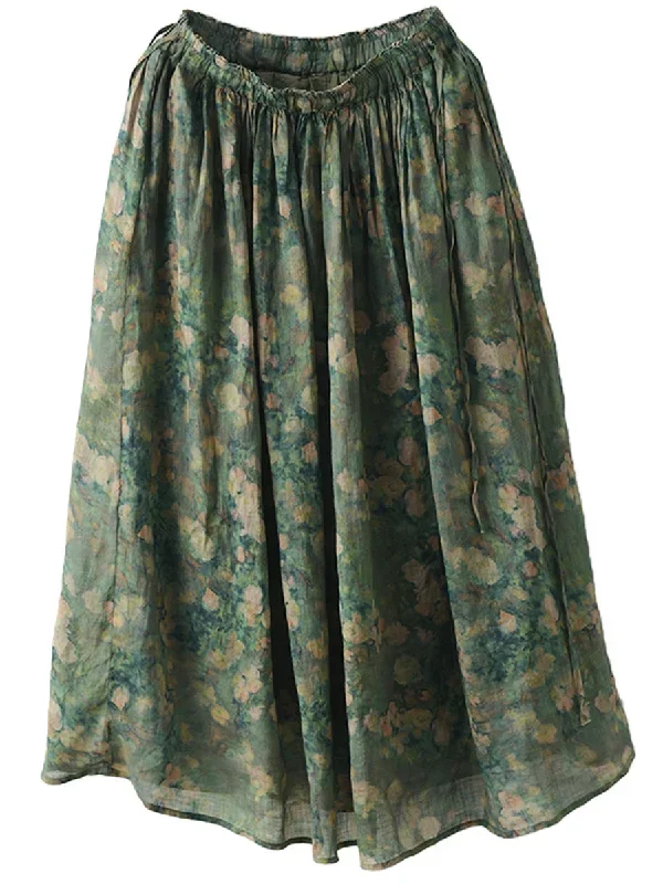 casual-summer-artsy-floral-drawstring-loose-ramie-skirt