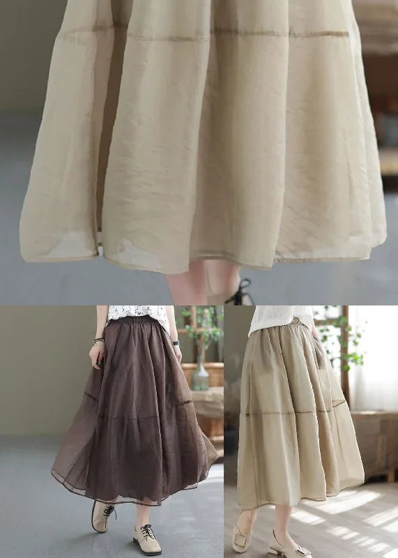 chocolate-patchwork-organza-a-line-skirts-elastic-waist-spring