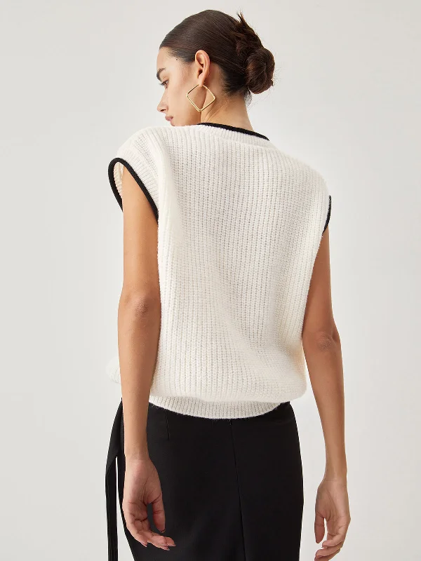 contrast-trim-chunky-knit-vest