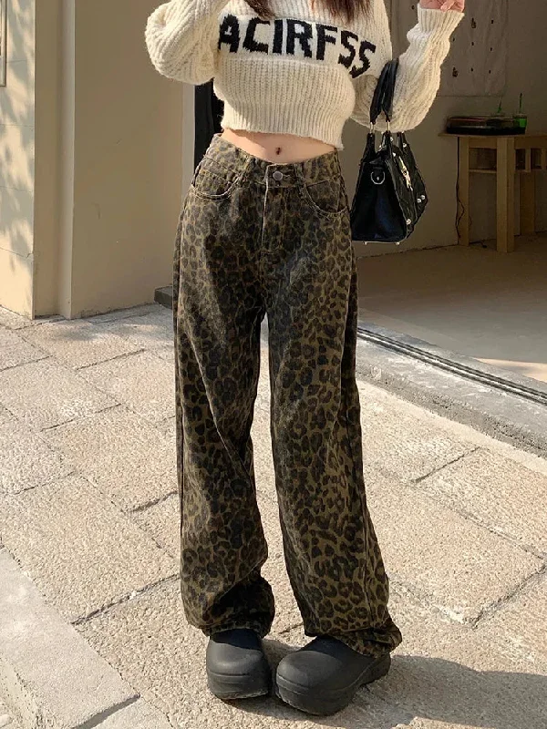 FashionSierra - Leopard Print Streetwear Oversized Vintage Hip Hop Designer Trouser