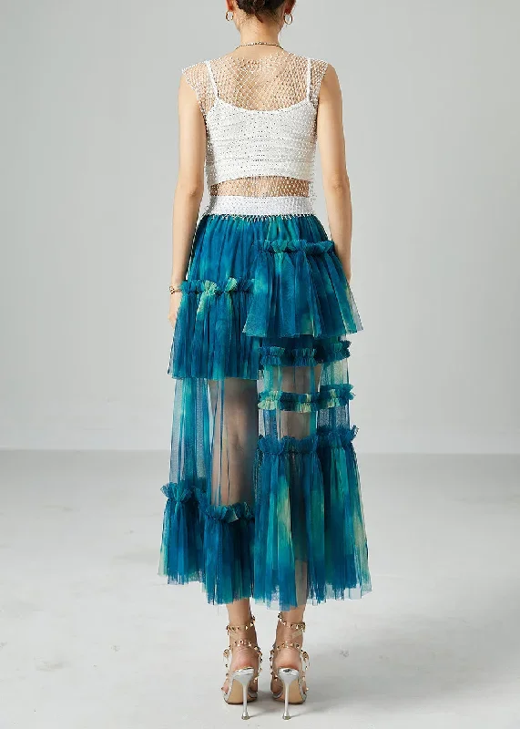 diy-peacock-blue-asymmetrical-tie-dye-wrinkled-tulle-skirt-summer