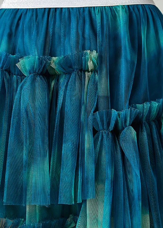 diy-peacock-blue-asymmetrical-tie-dye-wrinkled-tulle-skirt-summer